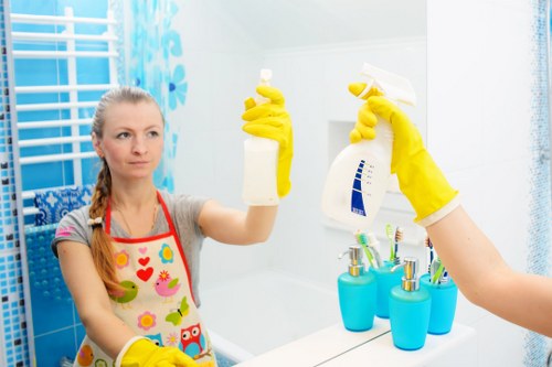 Professional carpets cleaner in W4 treating a living room carpet